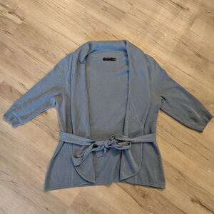 The Limited Dusty Blue Shawl-Collar Belted Cardigan